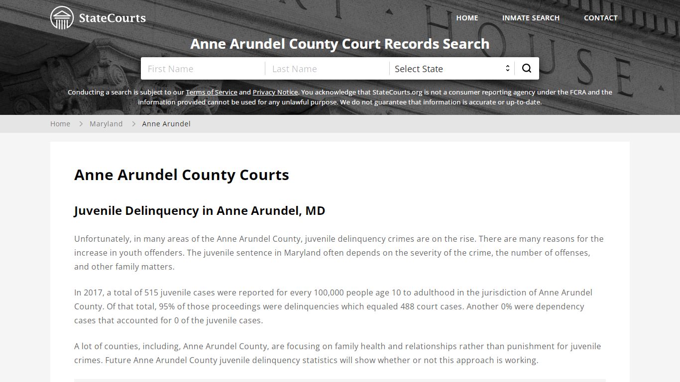 Anne Arundel County, MD Courts - Records & Cases - StateCourts